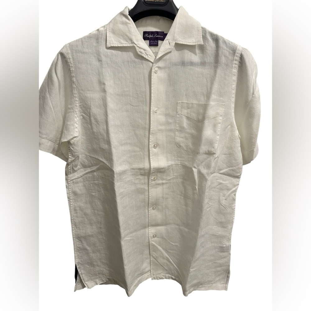 Polo Ralph Lauren white  Short Sleeve linen shirt size S